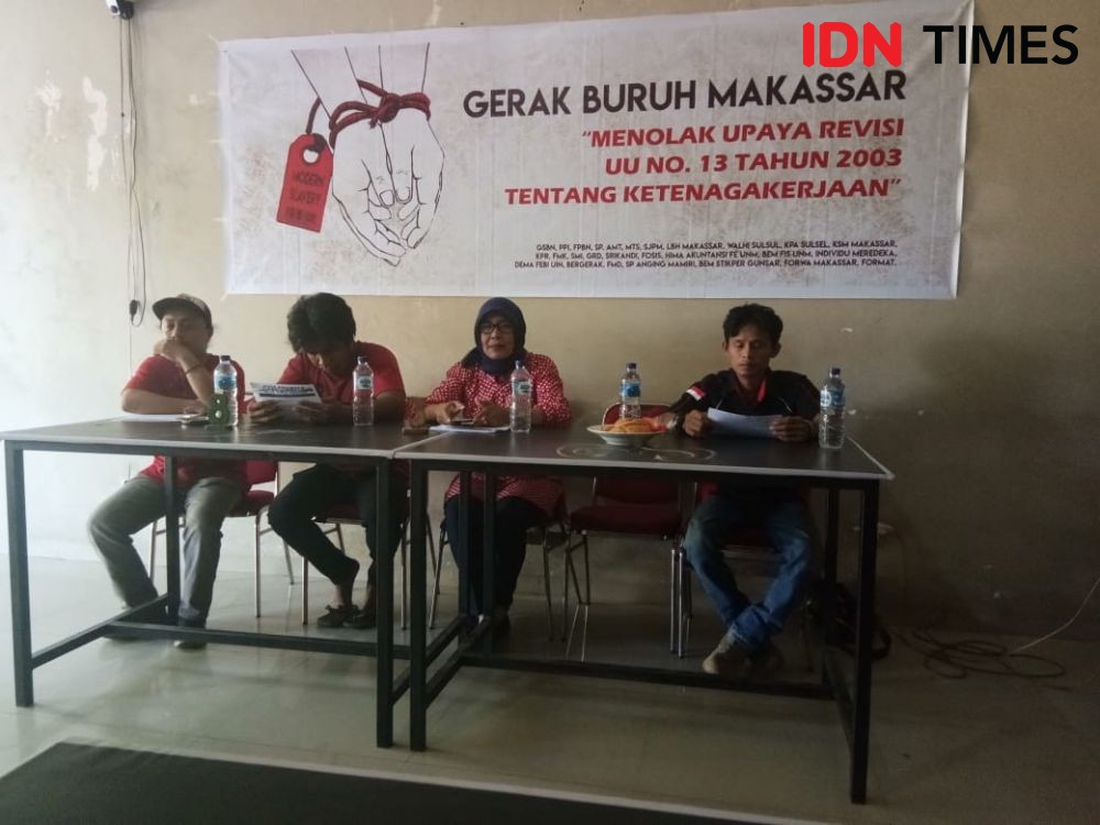 Aliansi Gerak Buruh Makassar Tolak Revisi UU Ketenagakerjaan