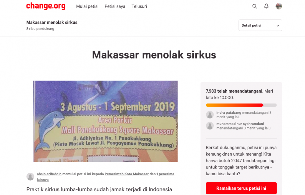 Warga Makassar Bikin Petisi Tolak Sirkus Lumba-lumba  