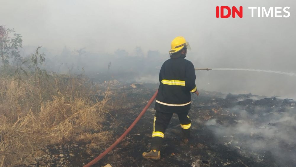 Kebakaran di Gunung Sumbing, Petugas Padamkan Api dengan Karung Goni