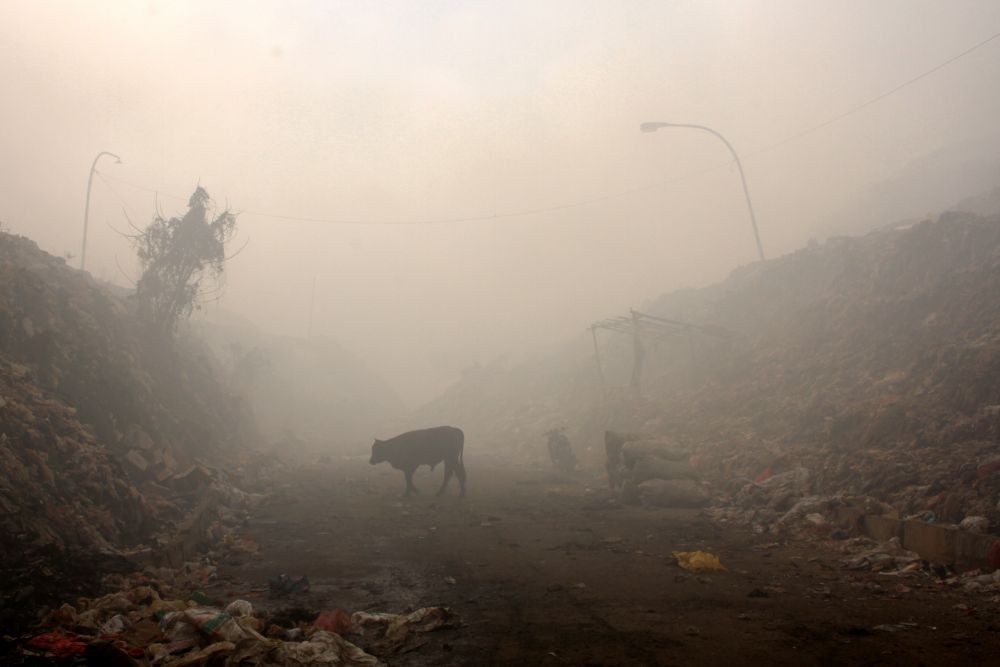 [FOTO] TPA Antang Terbakar, Sebagian Makassar Diselimuti Kabut Asap