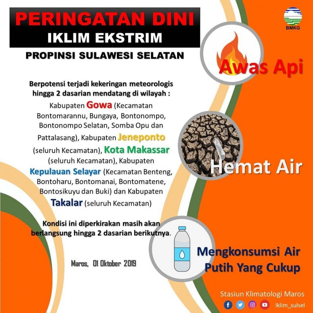 BMKG Peringatkan Potensi Kekeringan di Makassar hingga Akhir Oktober