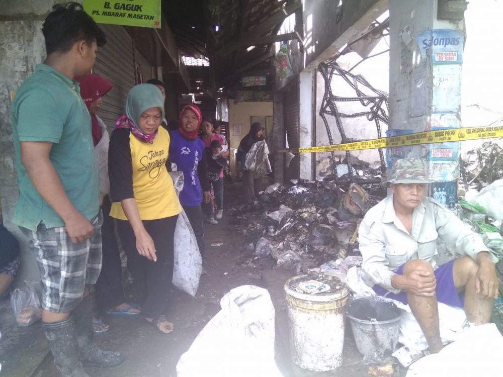 Pasar Mangge Terbakar, Pedagang Berharap Bantuan Pemkab Magetan