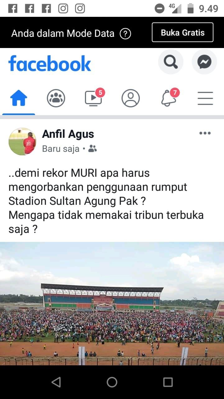 Pendukung Persiba Kritik Pembagian KIA di Stadion Sultan Agung