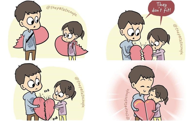 15 Ilustrasi Momen Manis hingga Kocak Pasangan Muda sampai Usia Senja