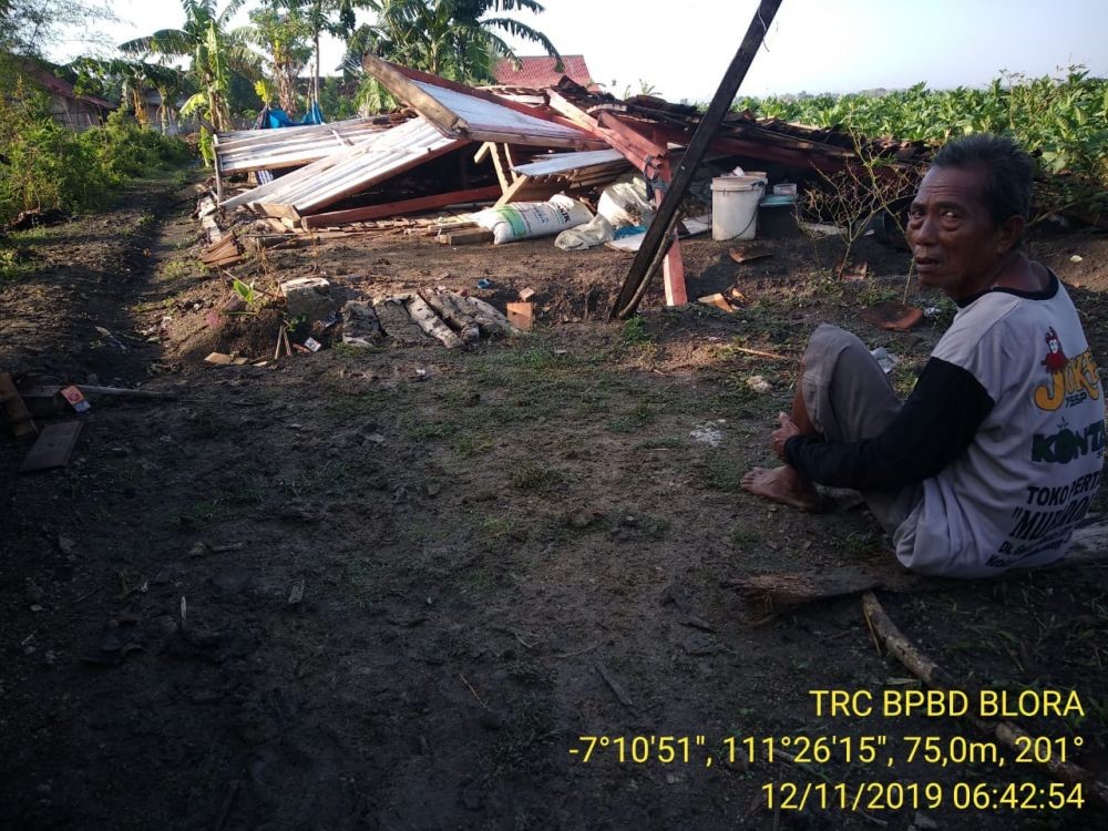 12 Desa di Blora Diterjang Angin Kencang, Puluhan Rumah Rusak Parah 