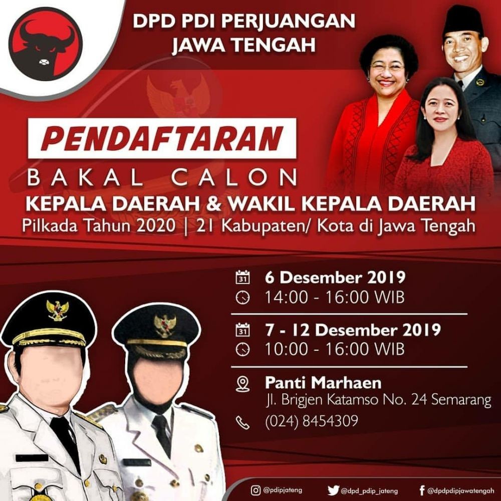 PDIP Jateng Buka Pendaftaran Bakal Calon Pilkada 2020, Gibran Daftar?