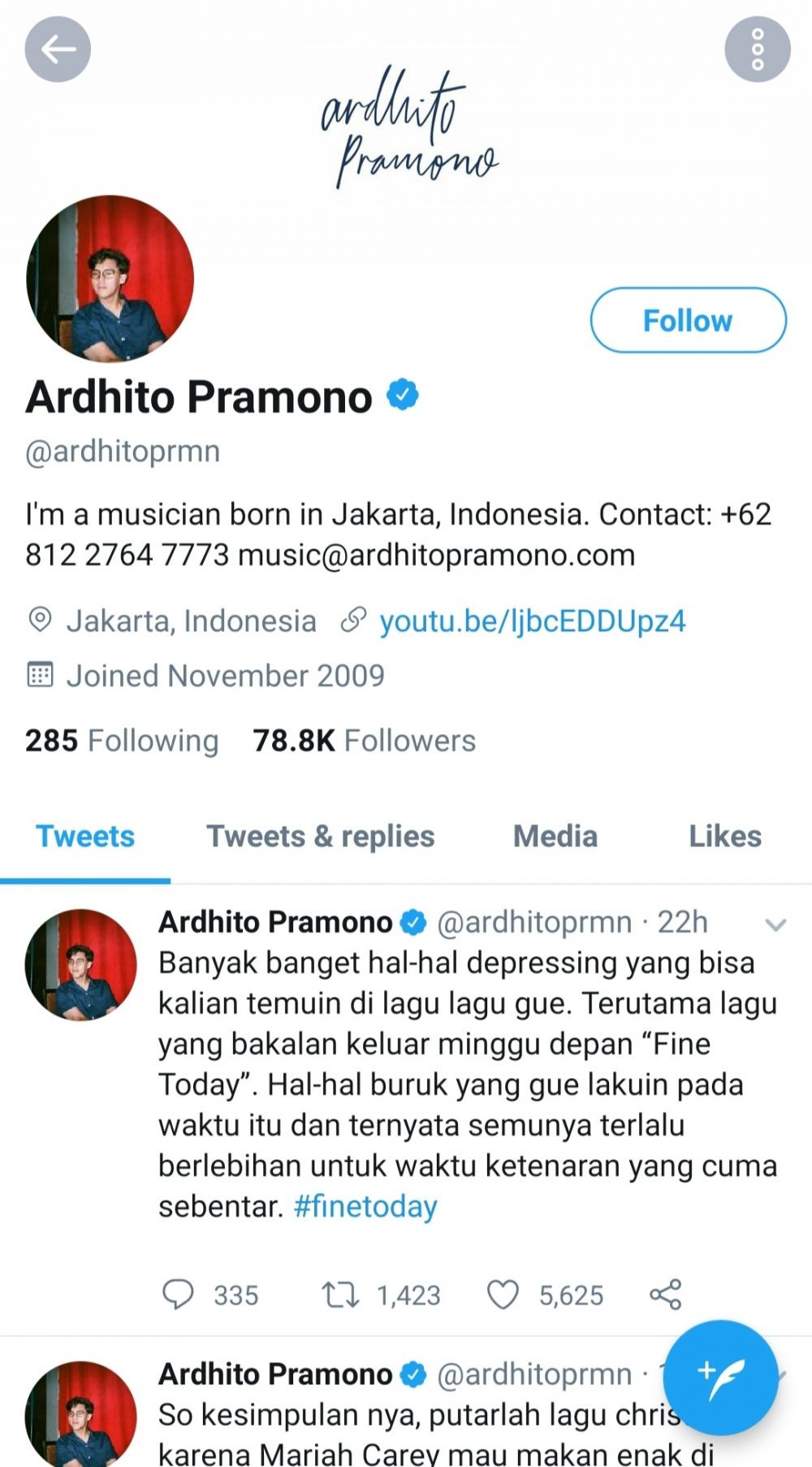 Curhat di Twitter, Ardhito Pramono Banjir Dukungan Netizen
