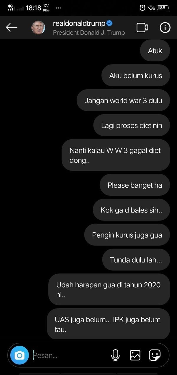 Takut PD III, Netizen Indonesia Kompak Kirim DM Kocak ke Donald Trump!