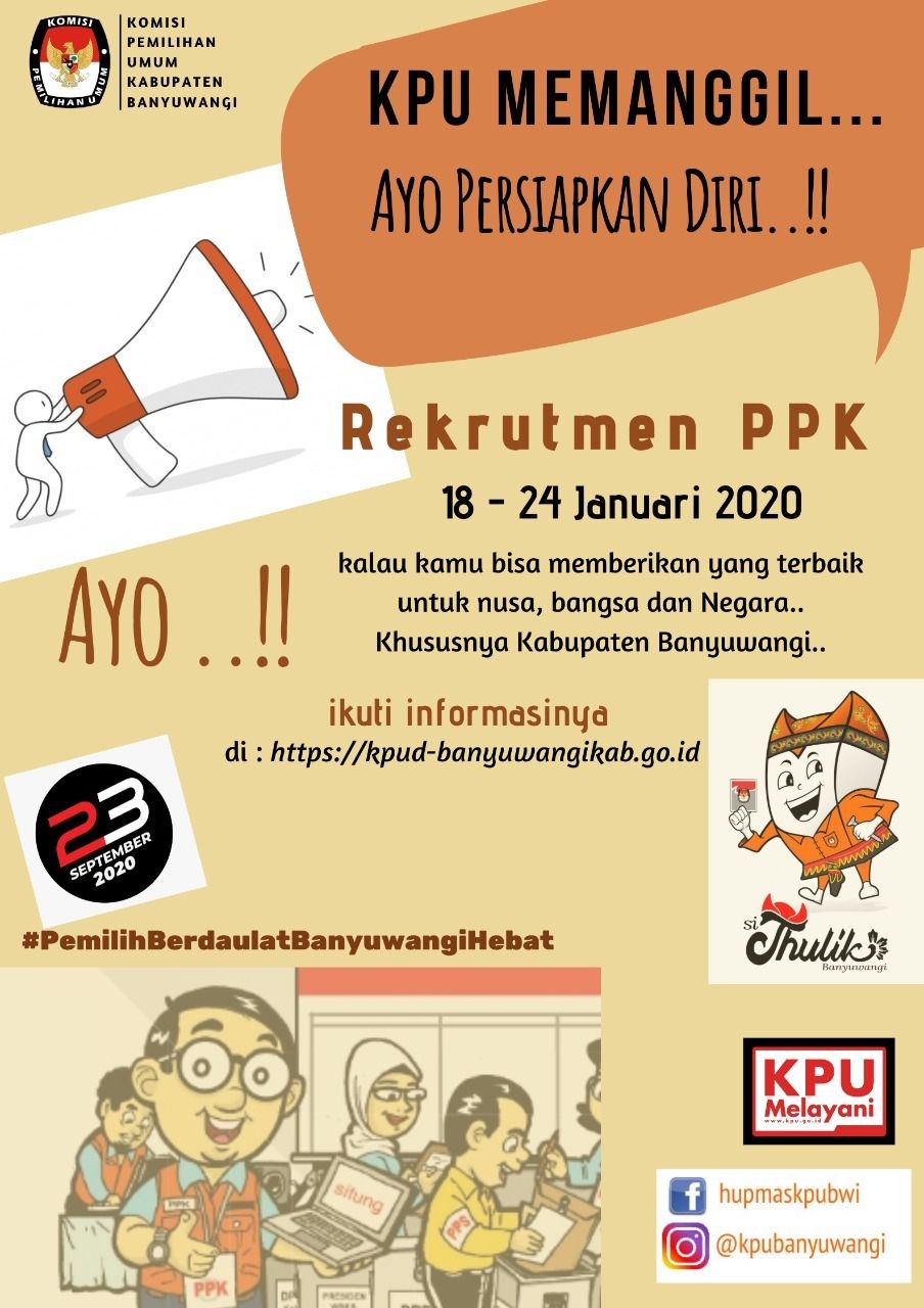 Pilkada Serentak, KPU Banyuwangi Buka Pendaftaran PPK Pekan Ini 