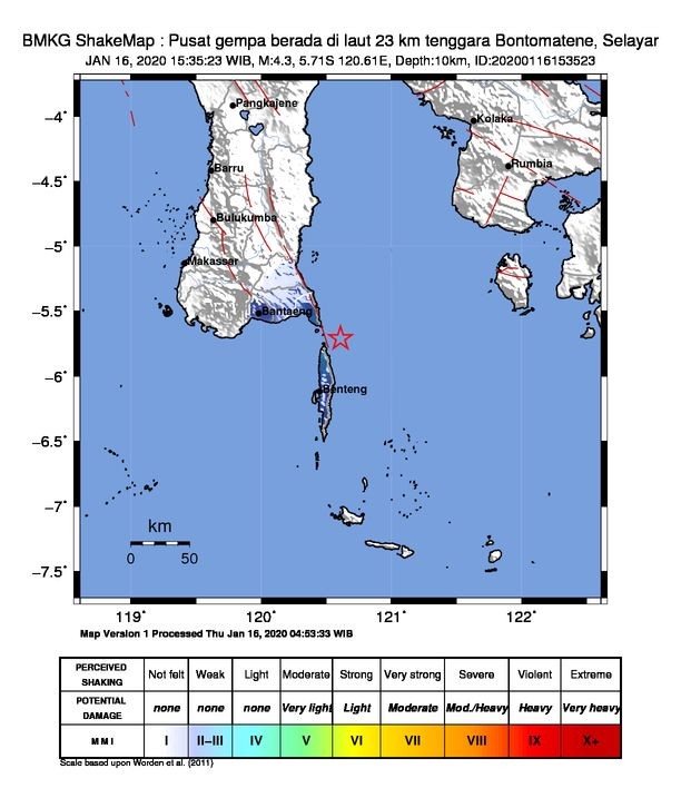 [BREAKING] Gempa Magnitudo 4,3 Guncang Selayar  
