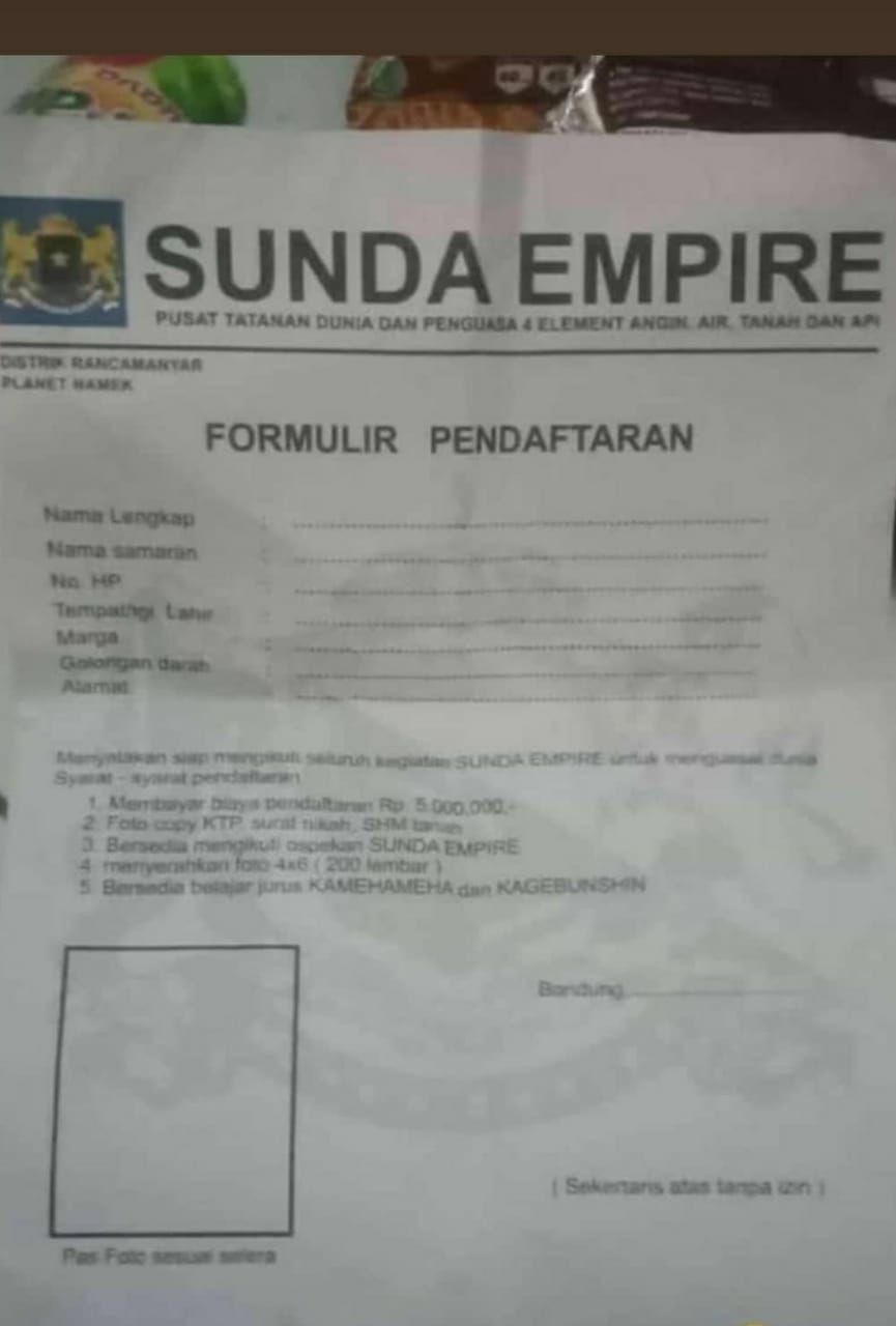 Kolom Marga hingga Nama Samaran, Ini Formulir Sunda Empire yang Viral