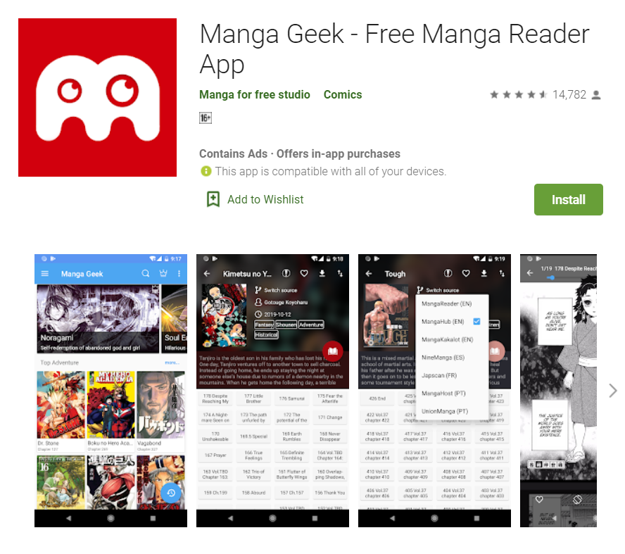 Manga geek. Readmanga приложение.