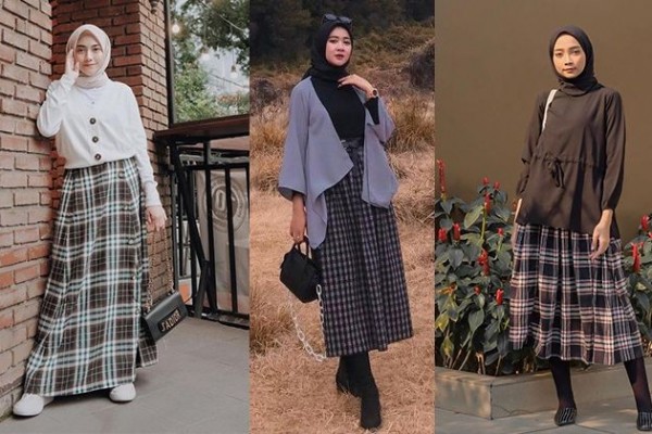 10 Inspirasi Mix and Match Plaid  Skirt OOTD  Kasual ala 