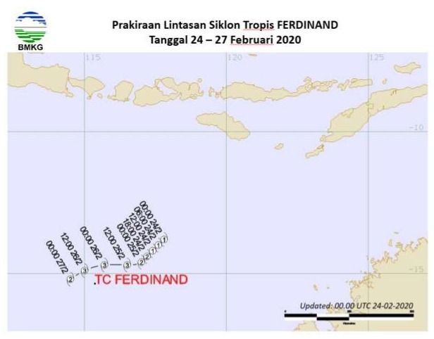 BMKG: Siklon Tropis Ferdinand Mulai Menjauhi Indonesia
