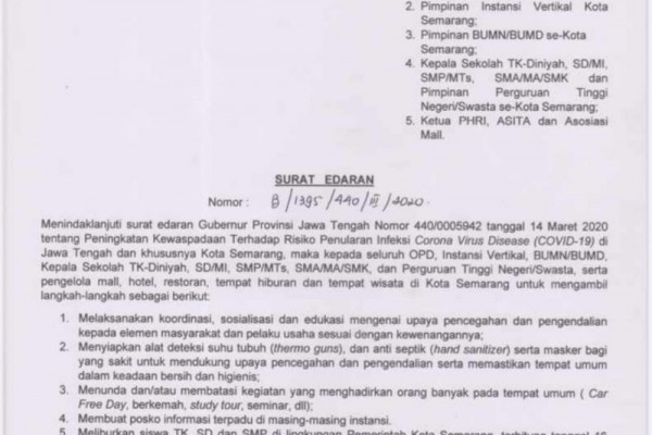 Pemkot Semarang Bentuk Gugus Tugas Corona, Pantau Warga Secara Rahasia
