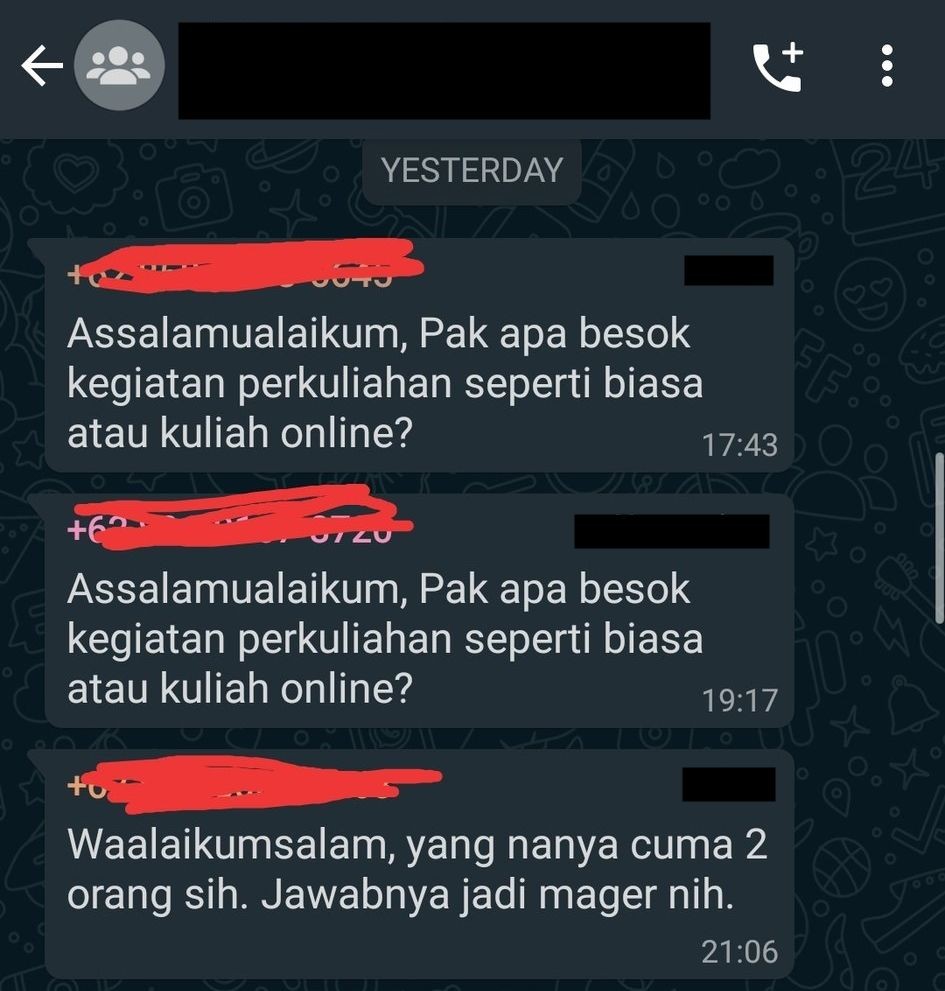 10 Chat sama Dosen yang Bikin Panik, Suruh Mahasiswa Tetap Masuk