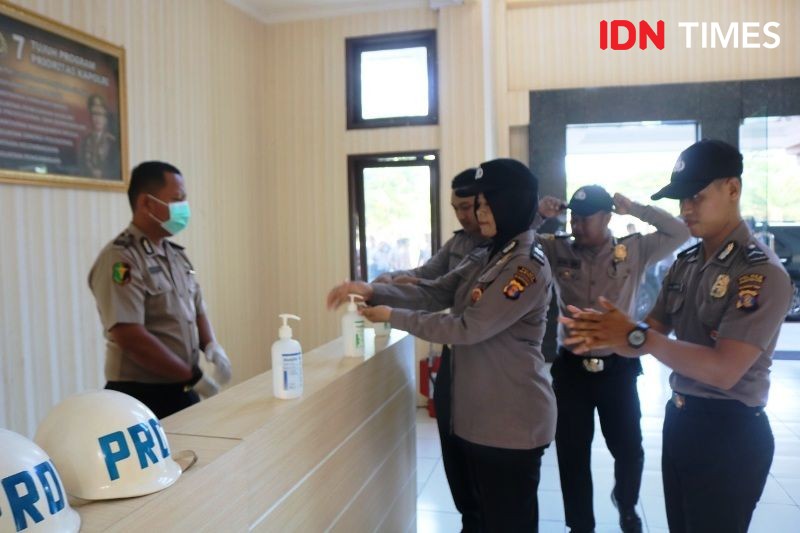 Cegah Corona, Polres PPU Periksa Suhu Tubuh Anggota Polisi 