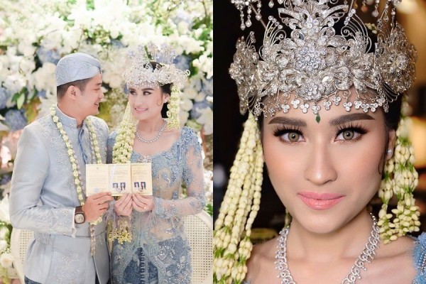 Inspirasi Kebaya dan Makeup Angbeen Rishi di Hari Pernikahan, Anggun!