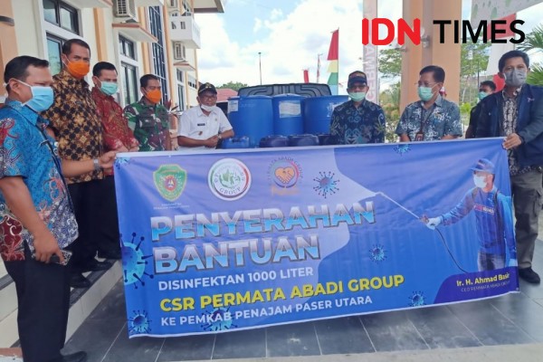 Tim Satgas COVID-19 PPU Dapat Sumbangan 1.000 Liter Disinfektan