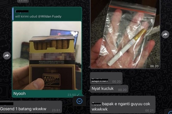 Lagi Karantina, Cara Cowok Ini Berbagi Rokok ke Teman Bikin Ngakak