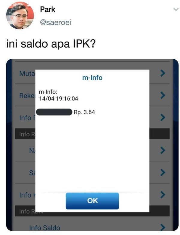 Bokek, Netizen Samakan Saldo Rekening dengan Hal yang Bikin Ngakak