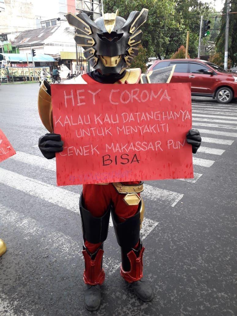 Kala Spiderman dan Thanos Turun Tangan Ajak Warga Makassar #DiRumahAja