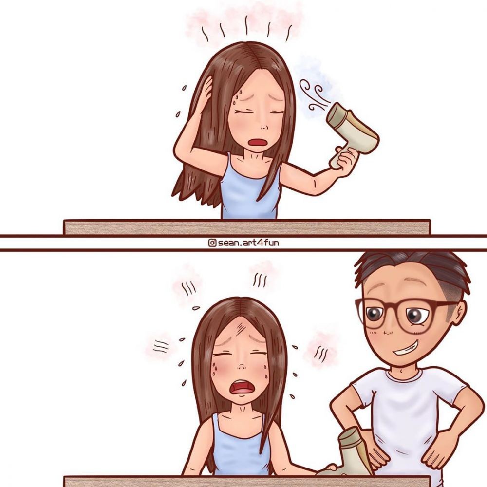 10 Ilustrasi Pasutri Baru Saat #Dirumahaja, Seru