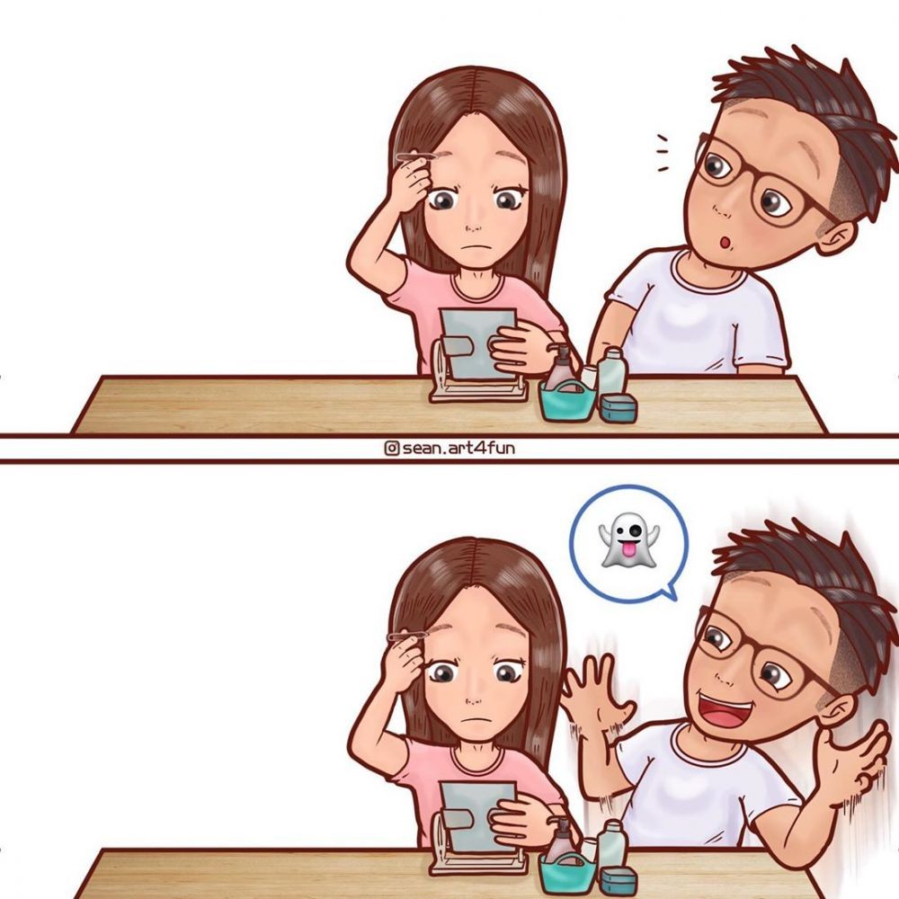 10 Ilustrasi Pasutri Baru Saat #Dirumahaja, Seru