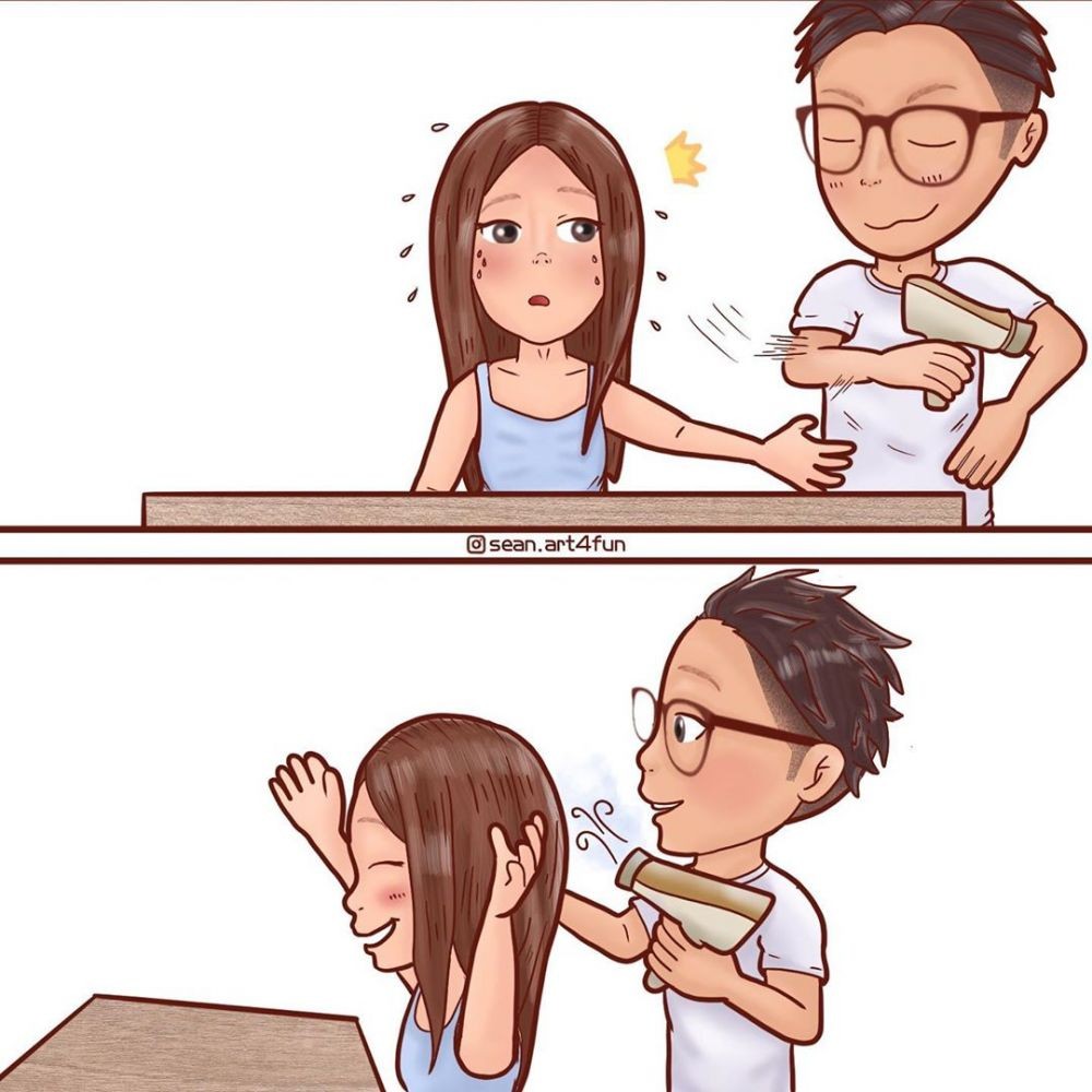 10 Ilustrasi Pasutri Baru Saat #Dirumahaja, Seru