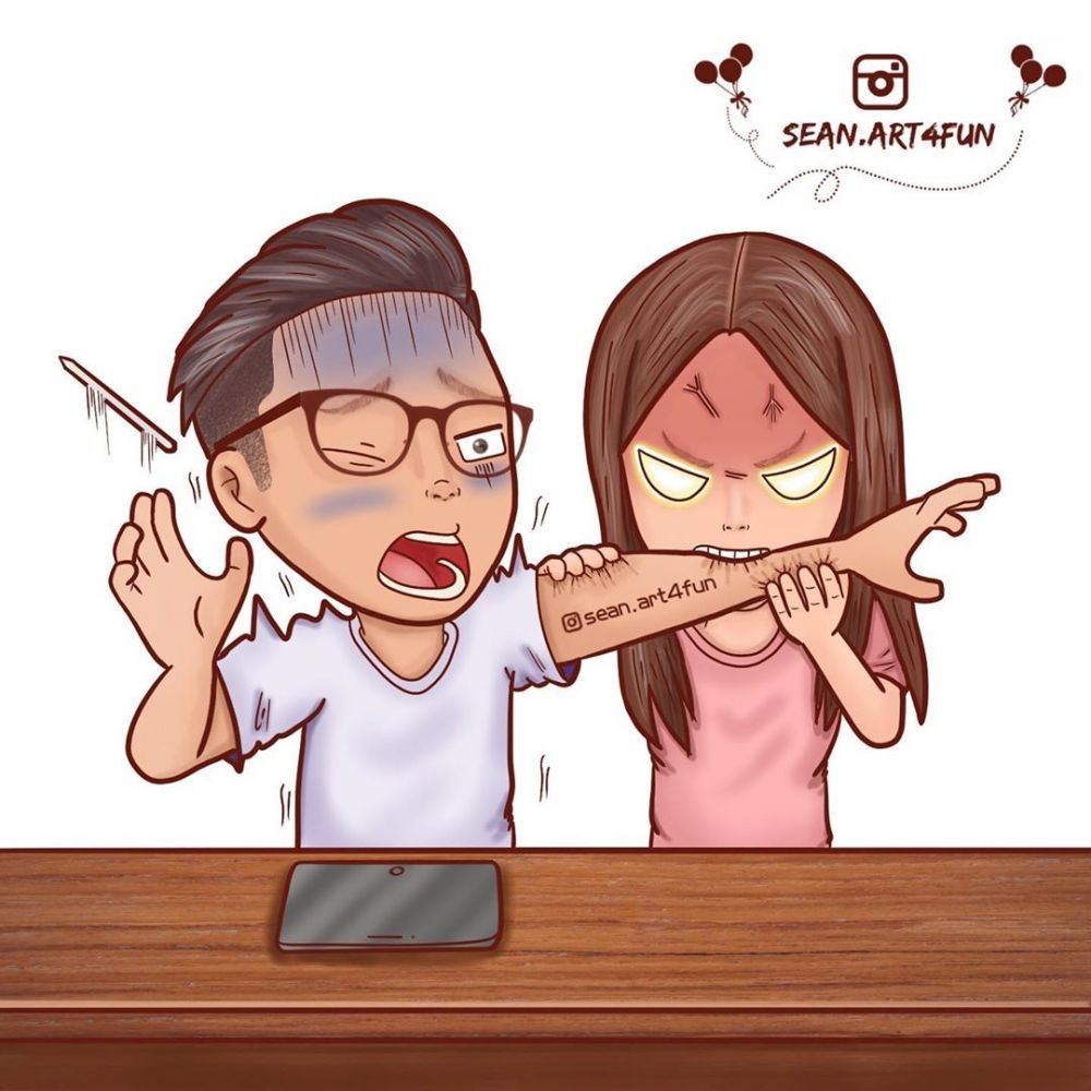 10 Ilustrasi Pasutri Baru Saat #Dirumahaja, Seru