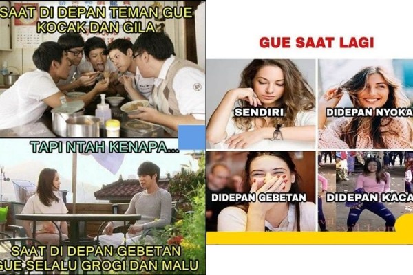 10 Meme Kelakuan Kocak Ketika di Depan Orang Lain, Jadi Serba Salah