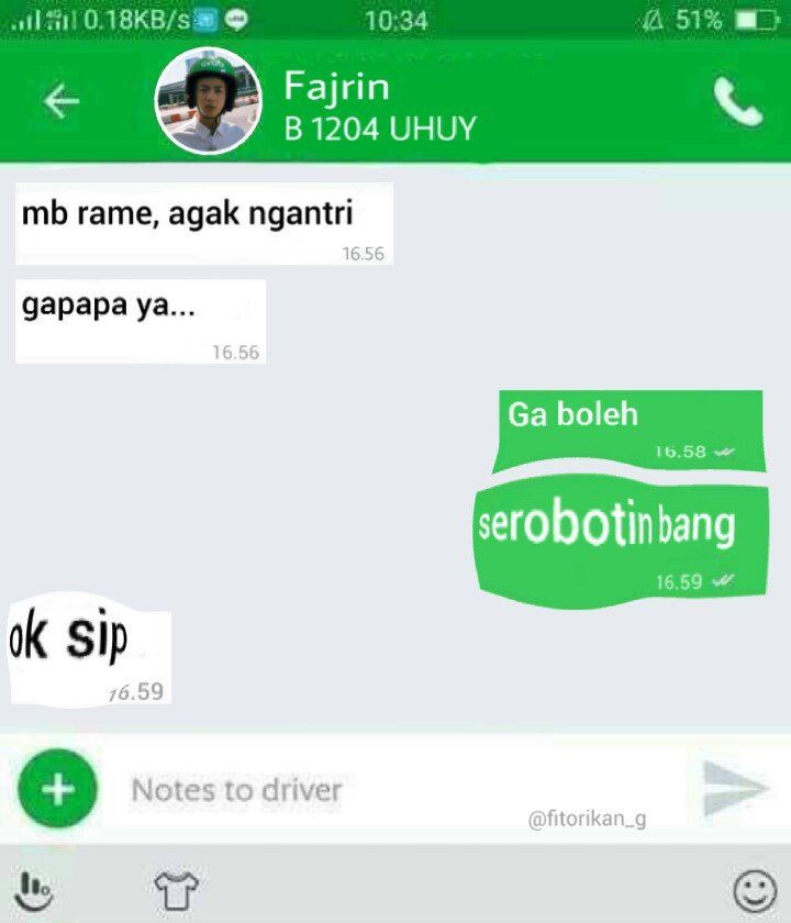 Bikin Elus Dada, 10 Chat Paling Gak Karuan antara Ojol dengan Kustomer