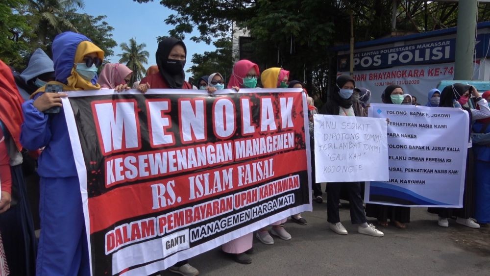 Ratusan Karyawan RS Faisal Makassar Demo Tuntut Pembayaran Gaji