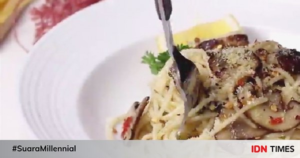 Resep spageti jamur aglio olio ala yummy app, sedapnya bukan main!