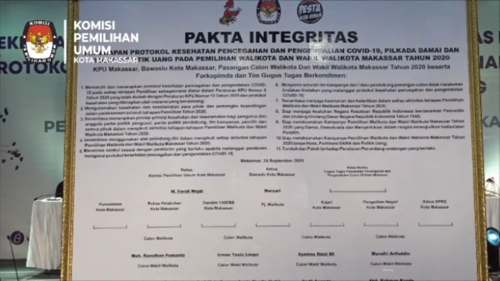 4 Paslon Pilkada Makassar Tanda Tangani 11 Poin Pakta Integritas
