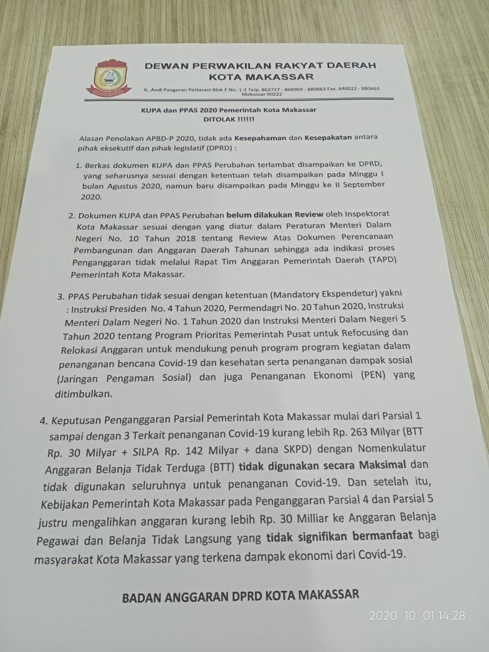 Wacana Hak Angket DPRD Makassar soal Dana COVID-19 Jalan di Tempat