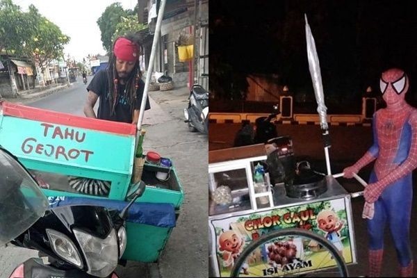 Totalitas! 10 Potret Penampilan Pedagang Kaki Lima Ini Gokil Abis