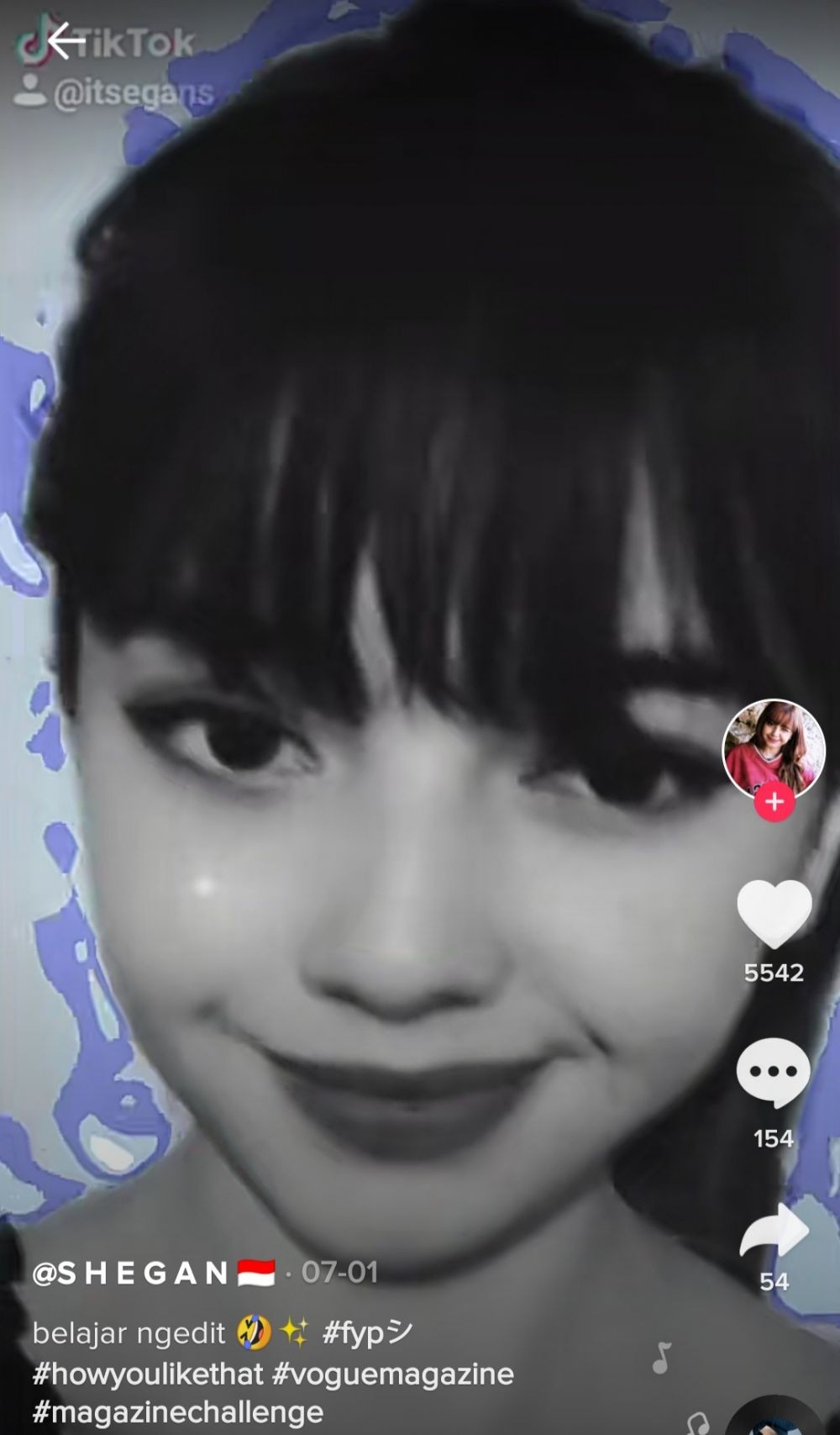 Viral Seleb TikTok Indonesia, Shegan Bak Kembaran Lisa BLACKPINK