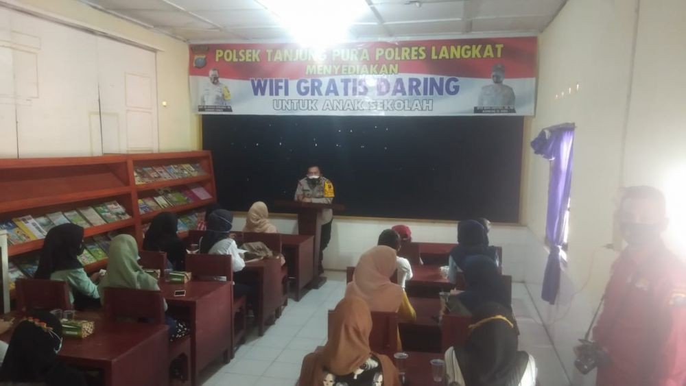 Kampanye 3M, Kantor Polisi Langkat Sediakan Wi-Fi Gratis untuk Pelajar