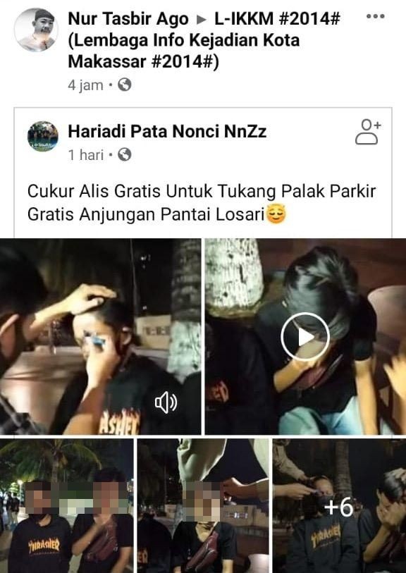 Viral, Polisi Cukur Alis Juru Parkir Liar di Pantai Losari Makassar 