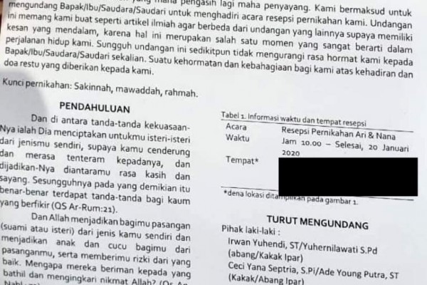 Mulai Rumus hingga Jurnal, 10 Potret Undangan Nikah Ini Bikin Mikir