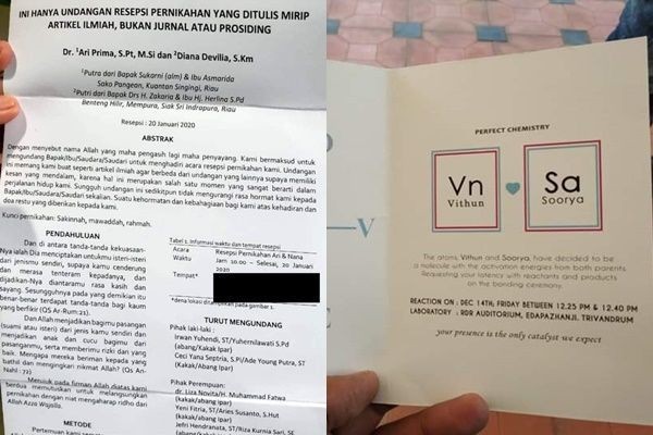 10 Potret Undangan Pernikahan Ini Bikin Mikir, Ada Rumus sampai Jurnal