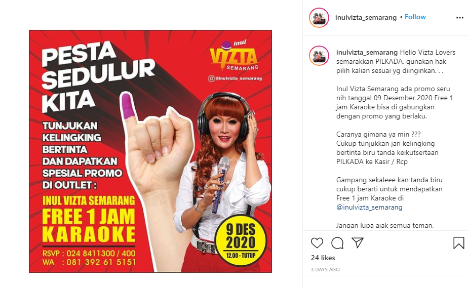 8 Promo dan Diskon Pilkada 2020 di Semarang, Cukup Tunjukkan Jari Ungu