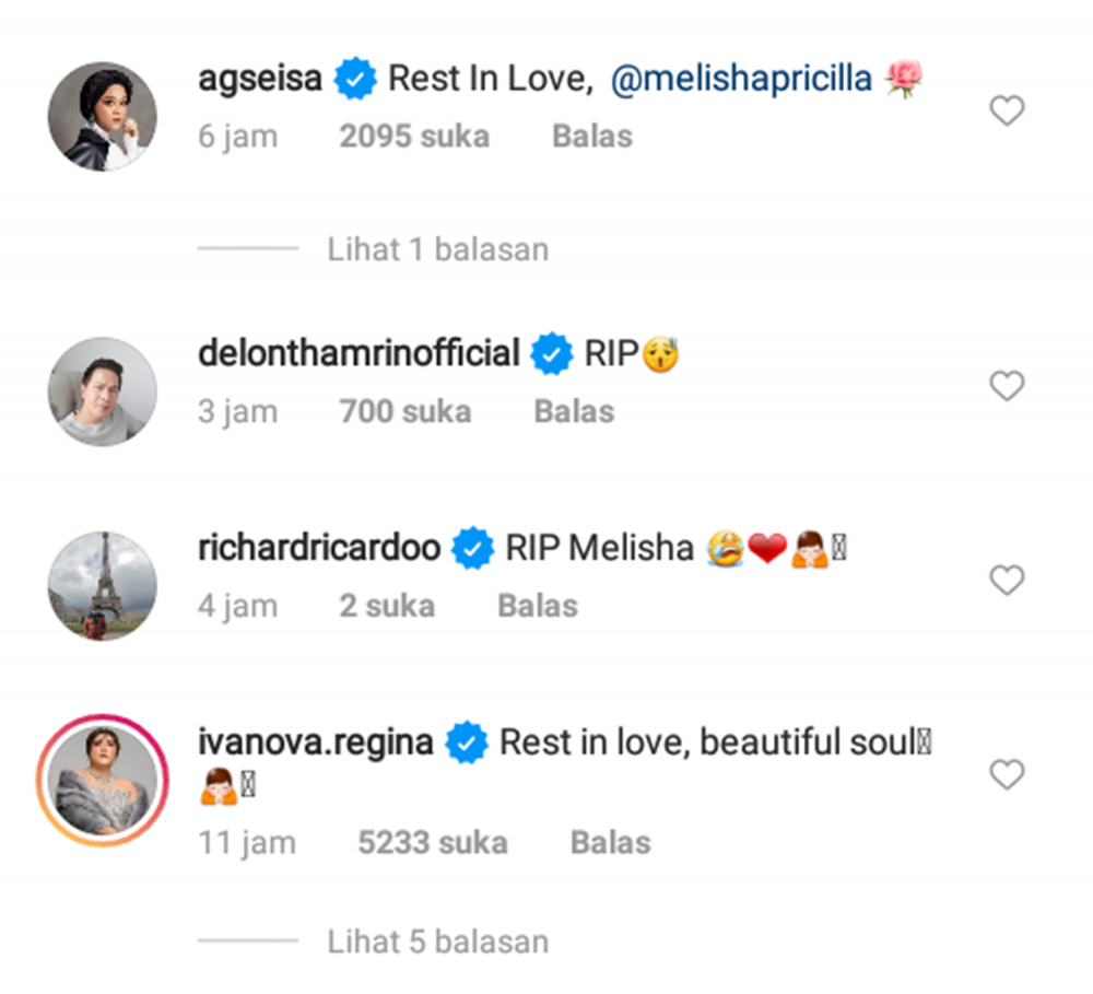 Melisha Sidabutar Meninggal, Ini Ucapan Duka Para Selebritis