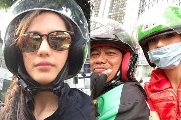 10 Potret Selfie Artis Naik Ojek Online, Gaya Simple Tapi Kece