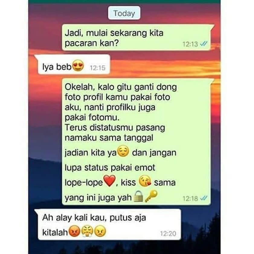 Bikin Cekikikan! 10 Chat Diputusin Pacar Gara-gara Alay