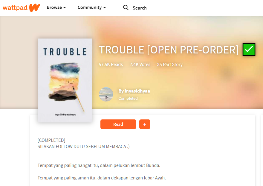 Novel Trouble Karya Inya Asal Tabanan Bali Dilirik Penerbit Nasional