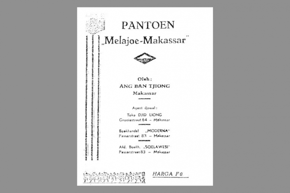 Ang Ban Tjiong, Pelopor Tradisi Pantun Melayu dengan Bahasa Makassar