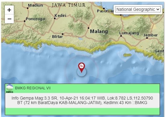 9 15 April 2021 Terjadi 19 Kali Gempa Di Wilayah Pgr Vii