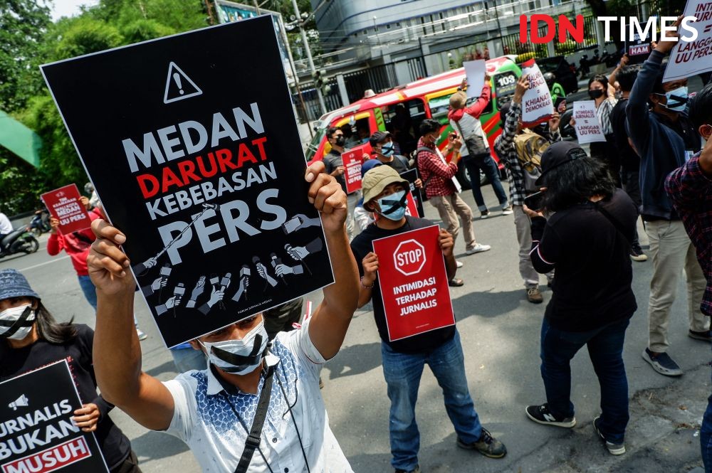 Protes Intimidasi dan Perintangan, Jurnalis Medan Aksi Tutup Mulut